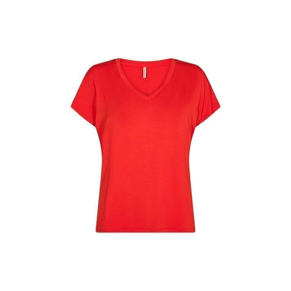 NWT SOYA CONCEPT Marica 32 Spicy Bold Orange Basic Vneck Tee - Picture 3 of 4